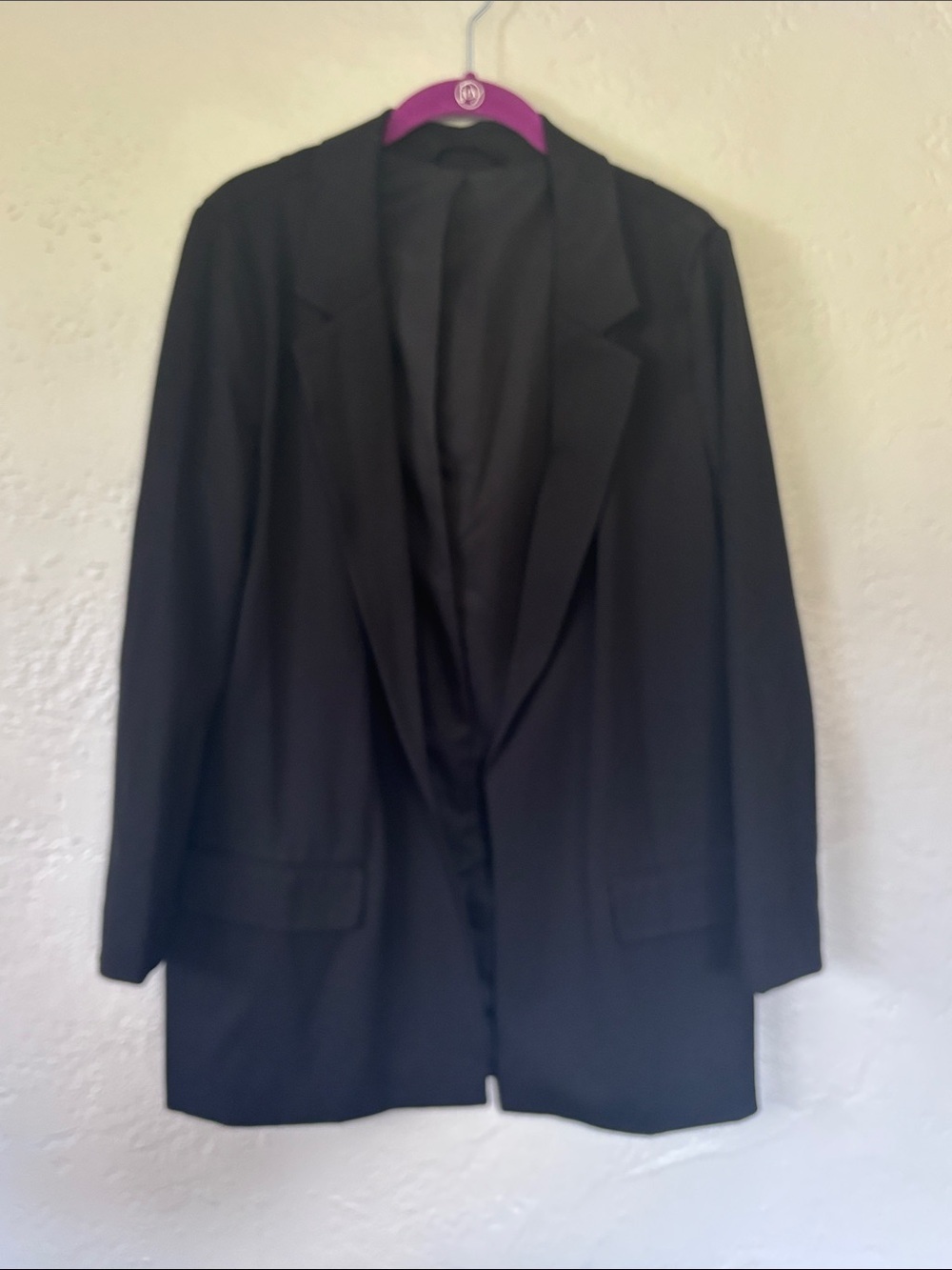 AllSaints Black Single-Breasted Lined Open Front Notch Collar Blazer 8